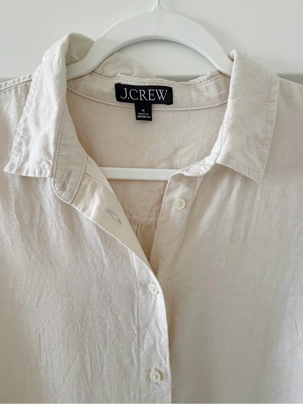 New J. Crew Relaxed-Fit Beach Shirt in Linen-Cotton Blend Sheer Flax Size Medium
